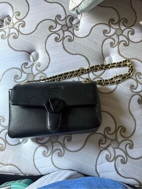 Valentino by Mario Valentino Black Leather Chain Shoulder Bag